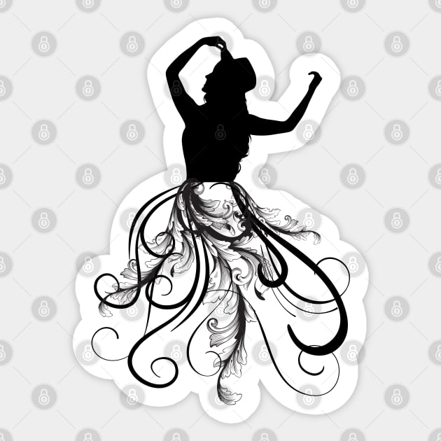 Sillhuoette of a woman dancing Sticker by T-Crafts